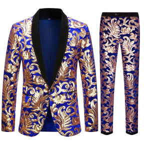 Lustrous Velvet Sequin Patterns Suit S8055-4