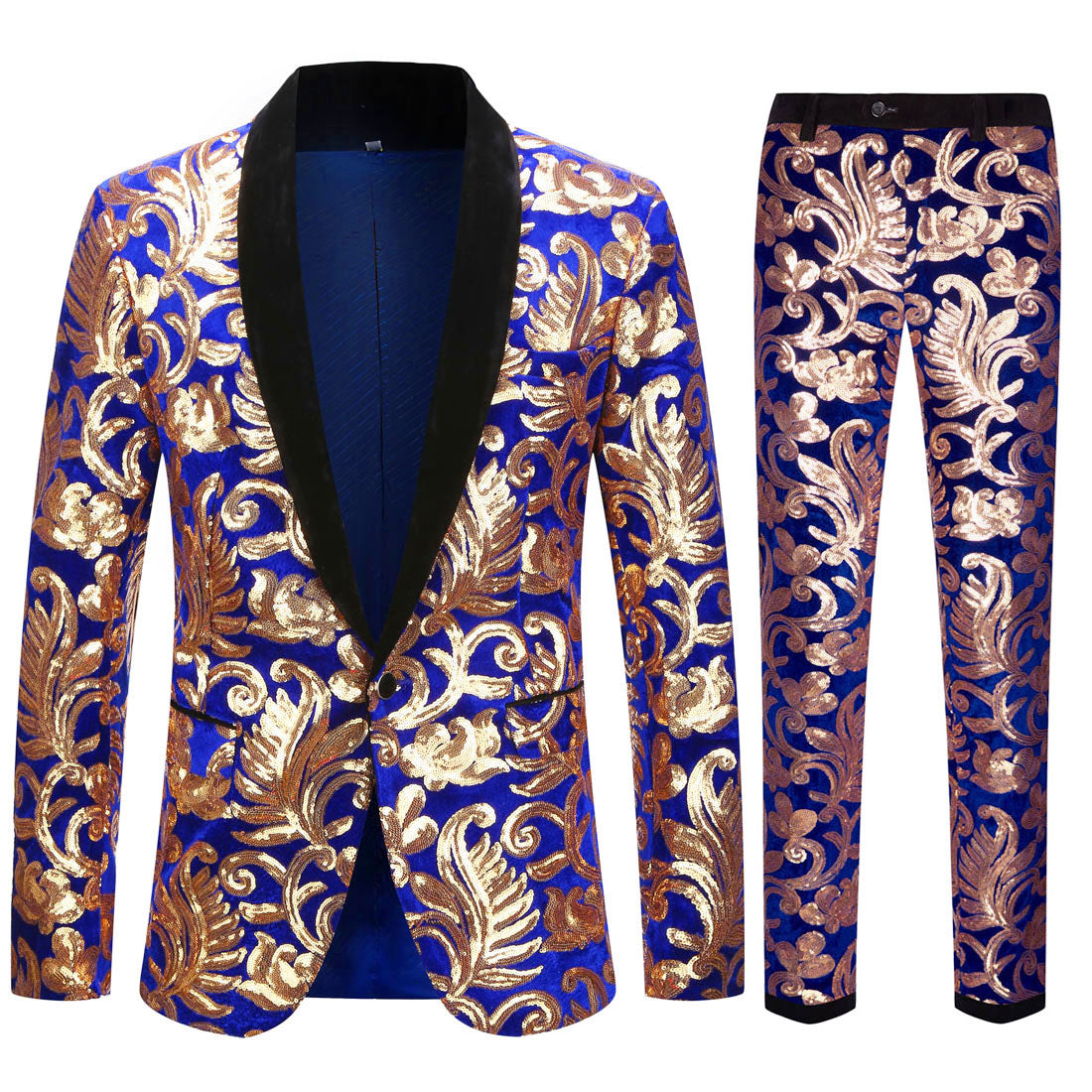 Lustrous Velvet Sequin Patterns Suit S8055-7