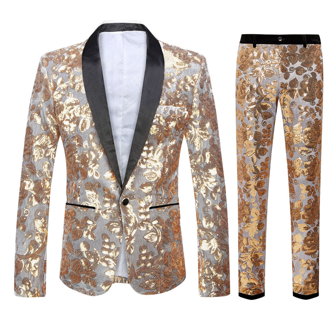 Lustrous Velvet Sequin Patterns Suit S8055-5