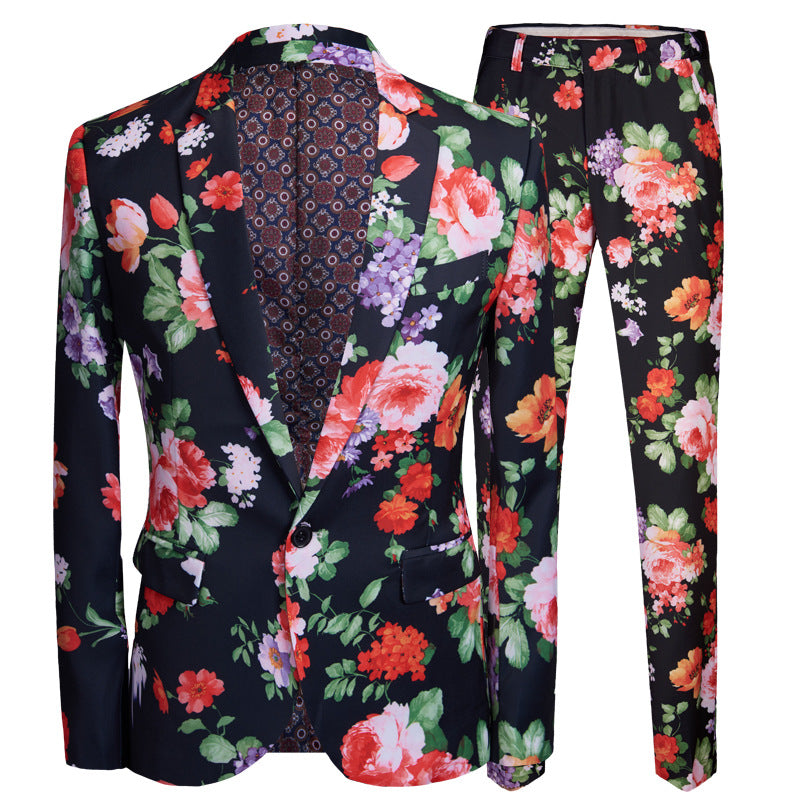 2 Piece Peony Print Suit M8003