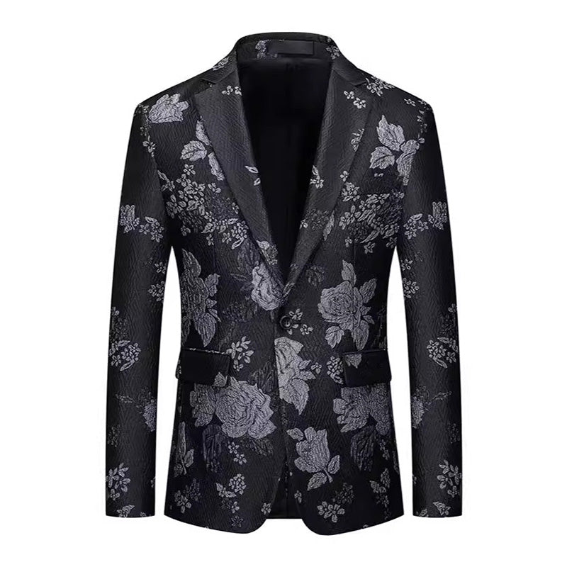 Silver Floral Embroidered Blazer S8509