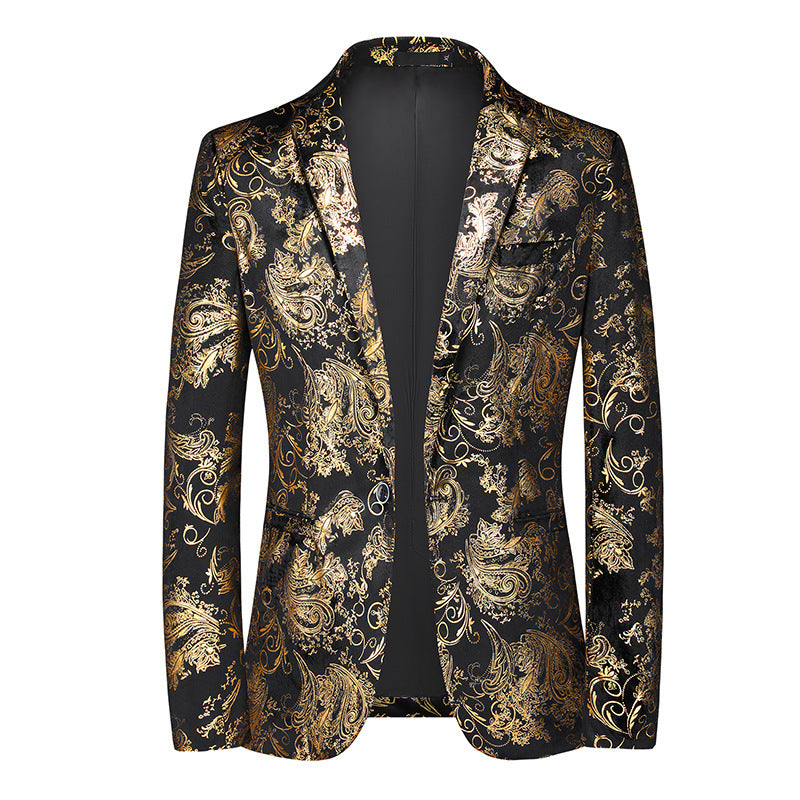 Regal Gold Paisley Print Blazer S8531