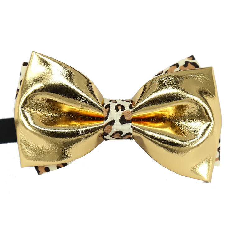 Leopard Print Gold Bow Tie T2003