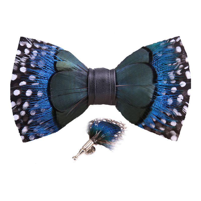 Italy Handmade Feather Bow Tie T1027