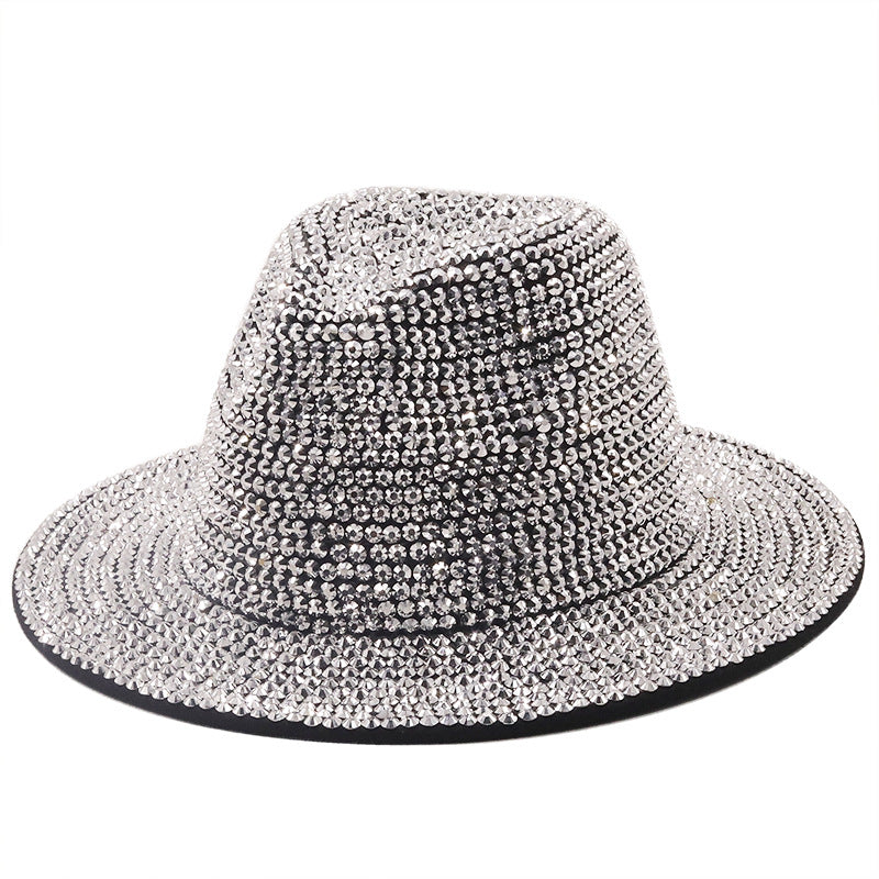 Chapeau à large bord en strass H9006 