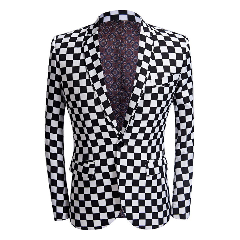 Checkerboard Print Blazer M8001