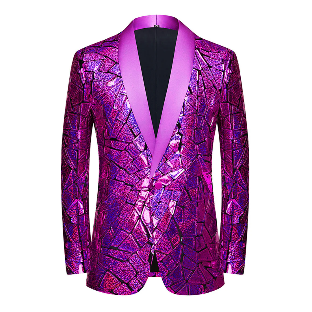 Purple Holographic Sequin Jacket M8074-2