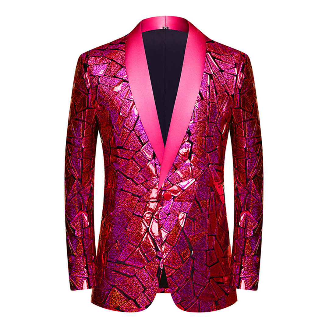 Red Holographic Sequin Jacket M8074-1