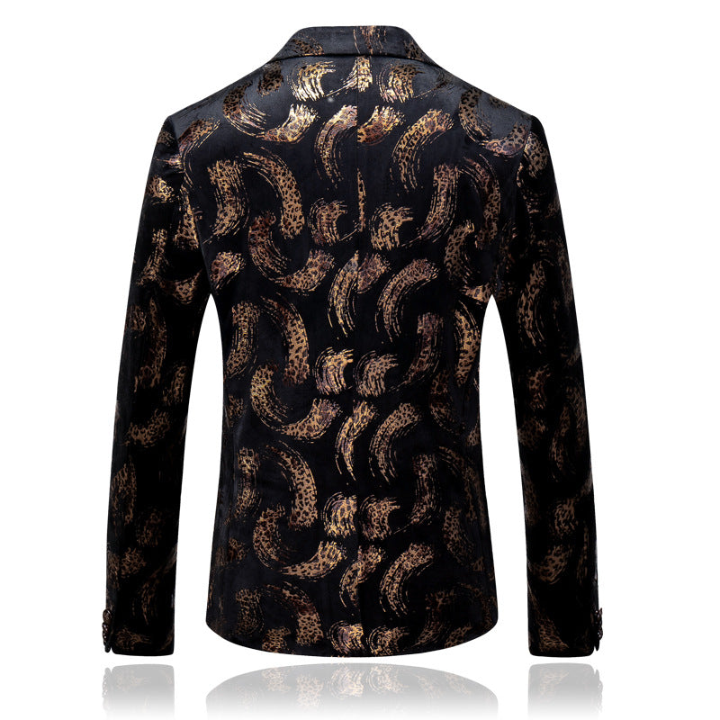 Artistic Leopard Print Velvet Blazer S8320