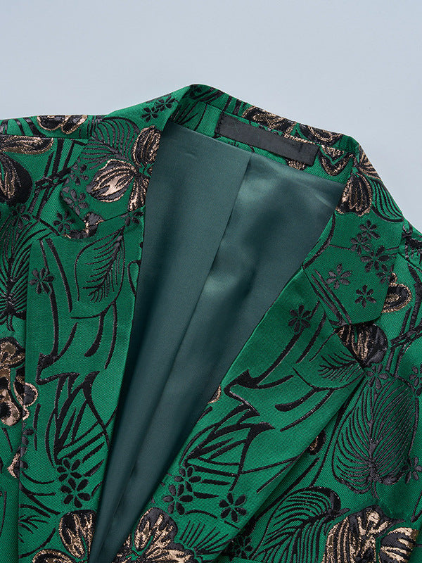 Emerald Floral Jacquard Blazer S8512