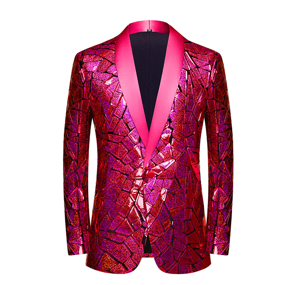 Red Holographic Sequin Jacket M8074-1