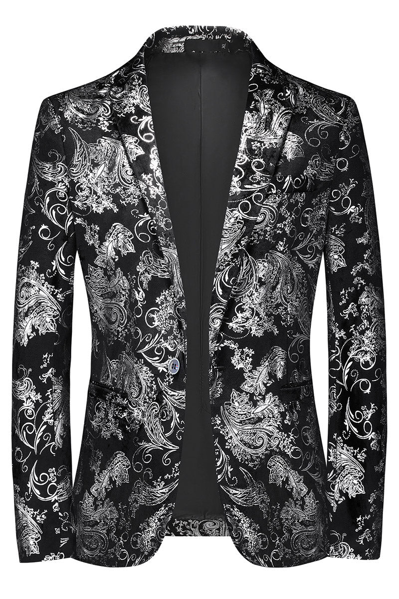 Paisley_Black_Silver_Men_Blazer_S8667_Formal_Business_Special_Events_SUITMINE
