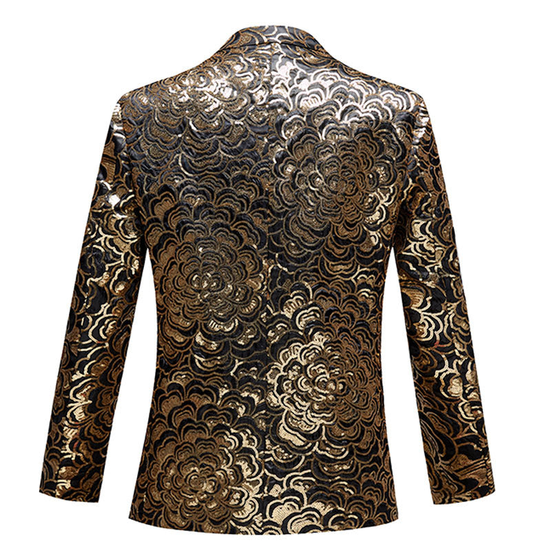 Gold Glitter Flower Blazer S8098