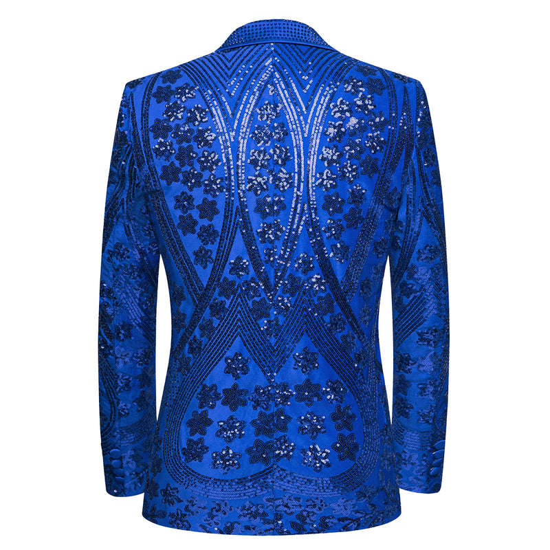 SUITMINE_Blue_Sequin_Floral_Men_Blazer_for_Party_Formal_Events_S8659