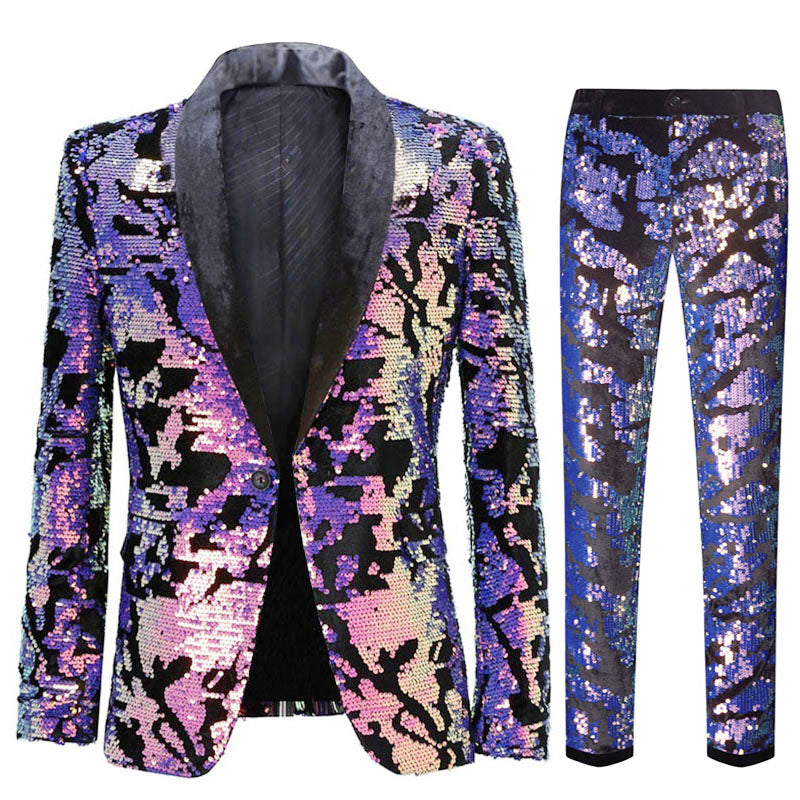 Lustrous Velvet Sequin Patterns Suit S8055-6