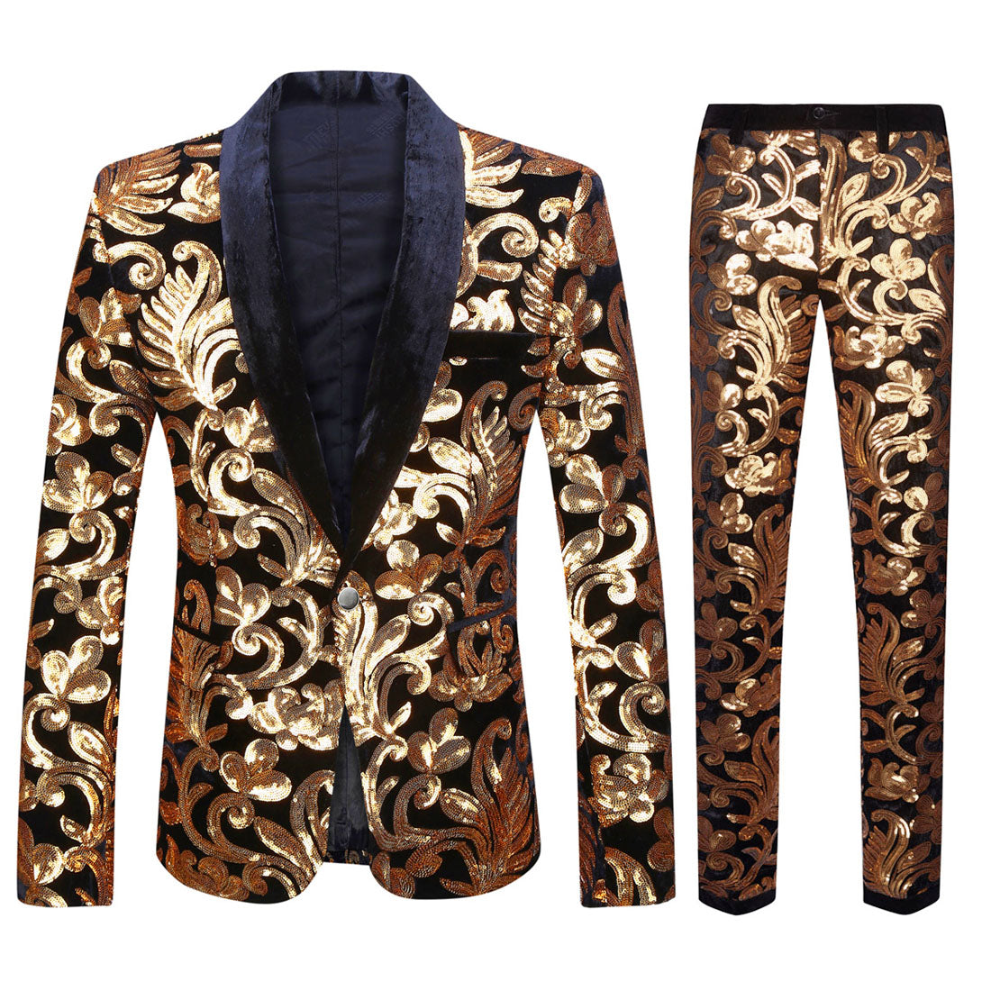 Lustrous Velvet Sequin Patterns Suit S8055-4