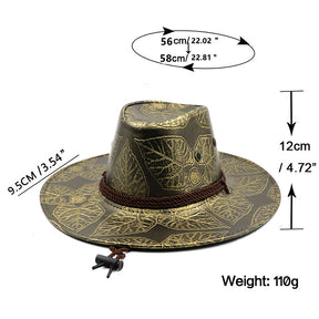 Printed Western Cowboy Leather Hat H8025