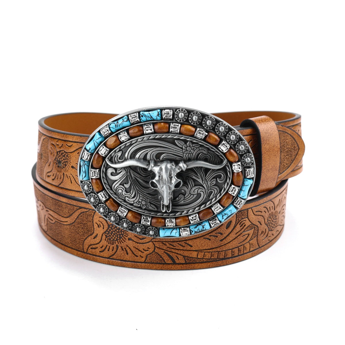 Western Cowboy Buckle Leather Belt B5002