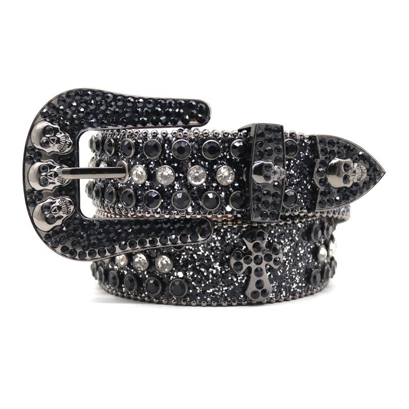 Punk Riveted Rhinestone Belt B4043