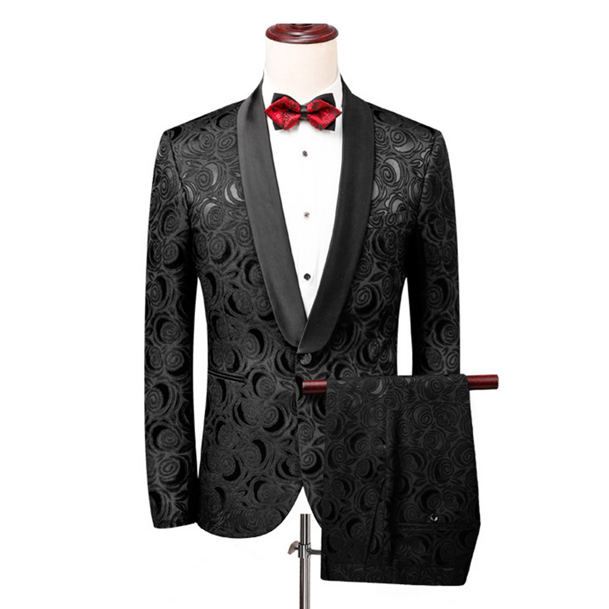 Embossed Black Suit S8158