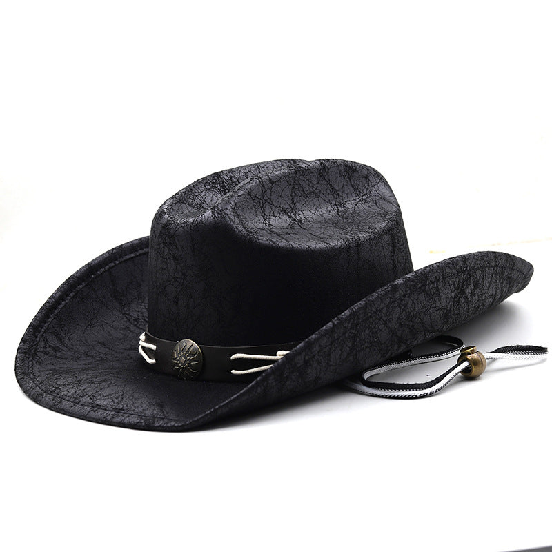 Chapeau en cuir de cowboy occidental H8039