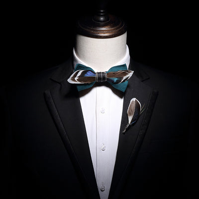 Italy Handmade Feather Bow Tie T1025