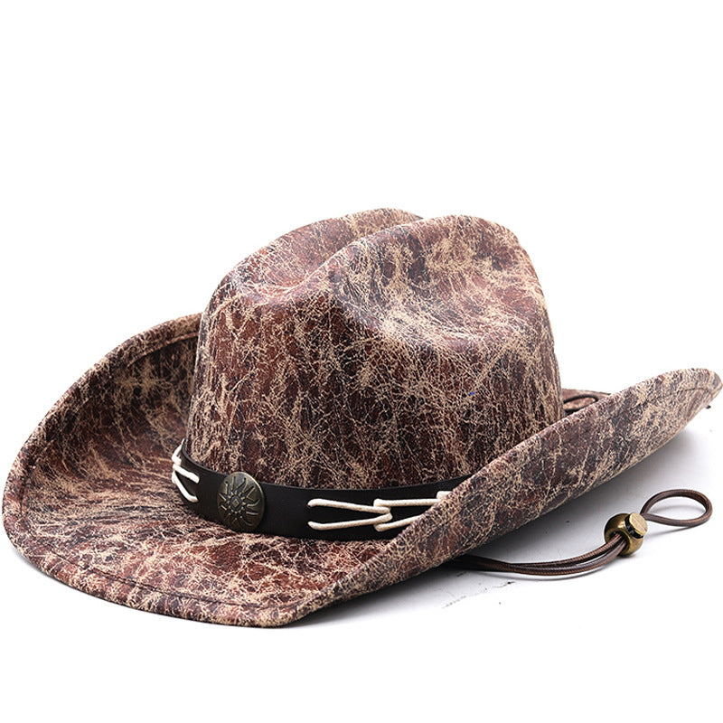 Chapeau en cuir de cowboy occidental H8039