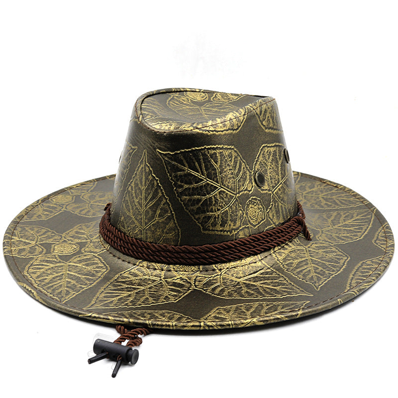 Printed Western Cowboy Leather Hat H8025