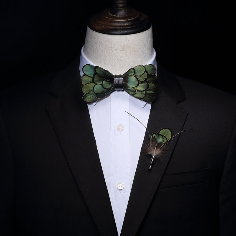 Italy Handmade Feather Bow Tie T1024