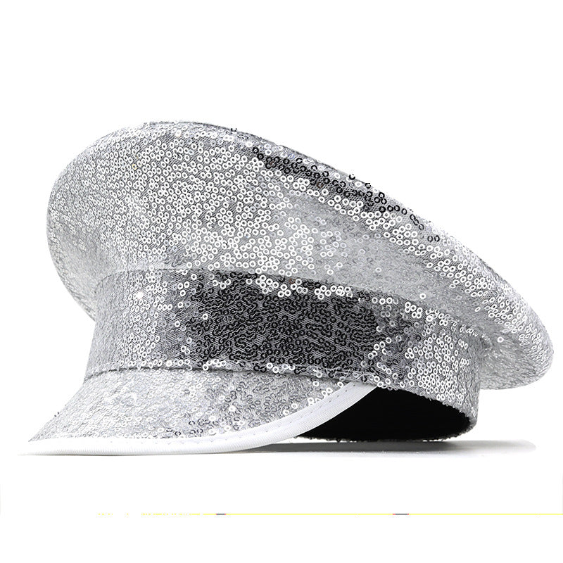 Cappello in pelle con paillettes H9013