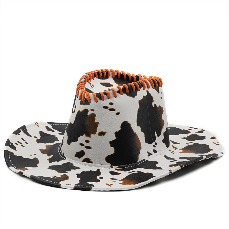 Cappello in pelle da cowboy western stampato H8036