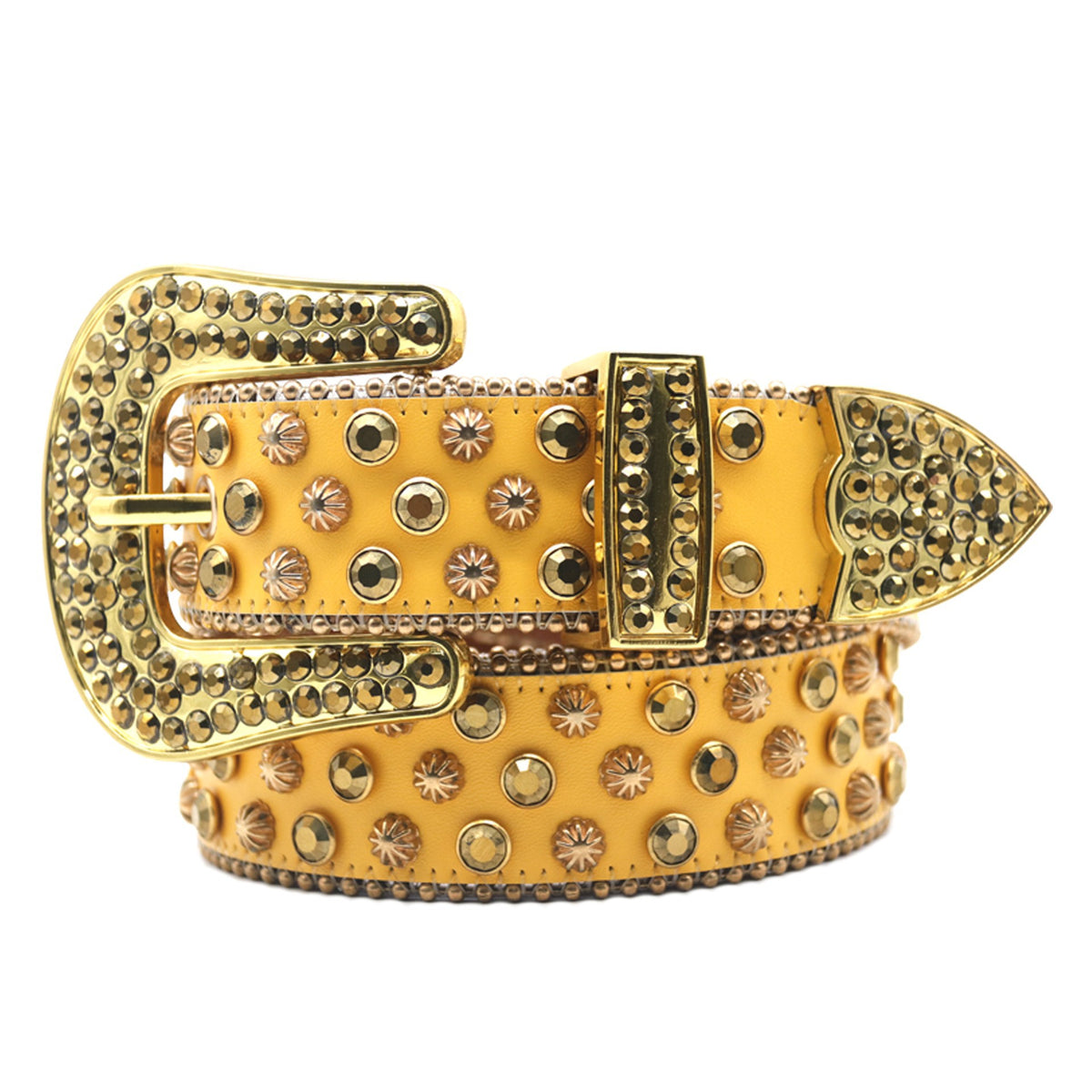 Golden Riveted Rhinestone Belt B4020