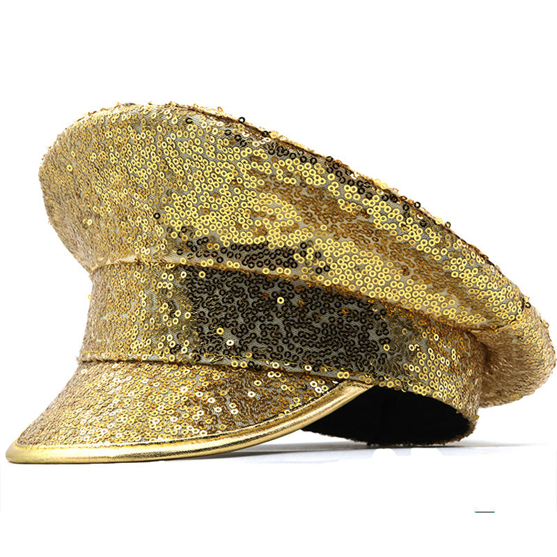 Chapeau en cuir à paillettes H9013