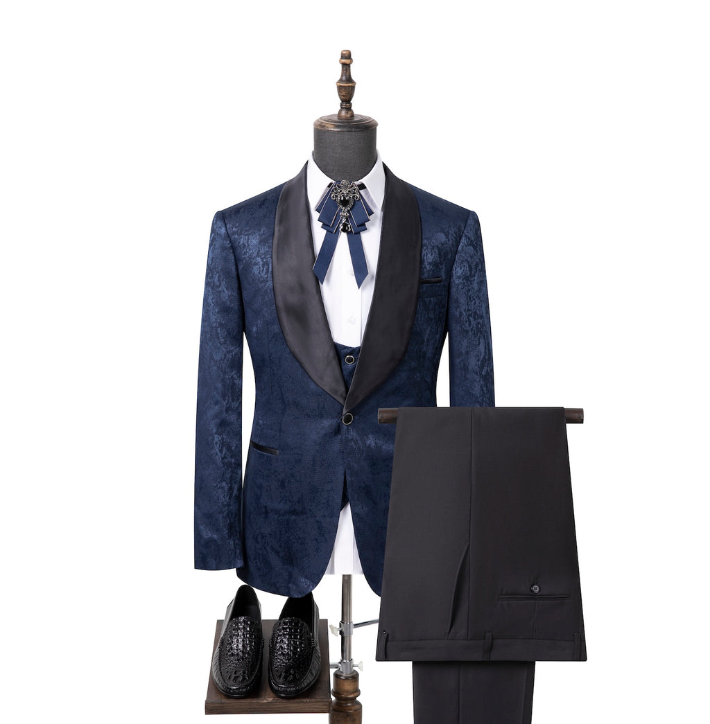 Navy Embossed Evening Men Suits S8648 | Evening Formal Wear | SUITMINE ...