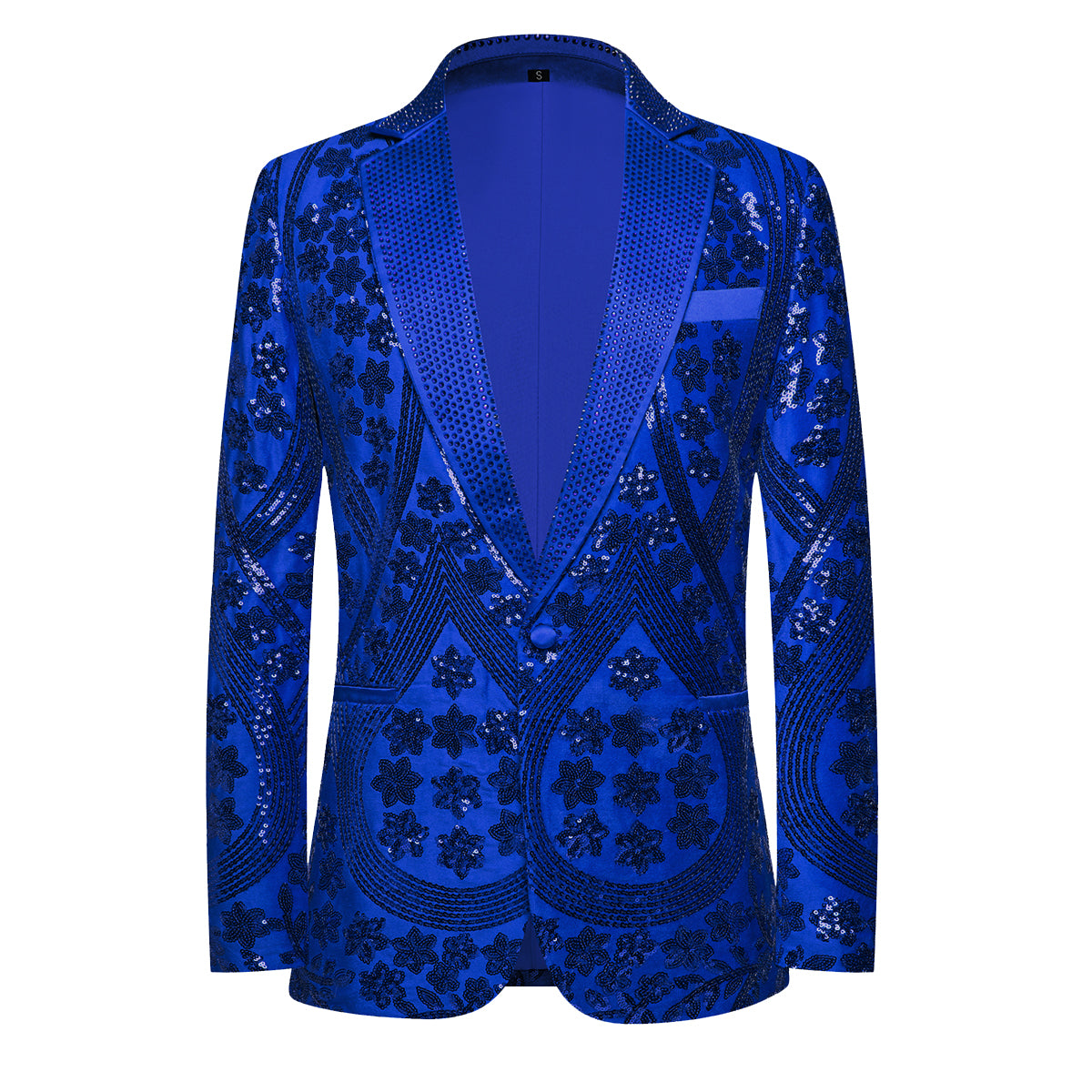 SUITMINE_Blue_Sequin_Floral_Men_Blazer_for_Party_Formal_Events_S8659