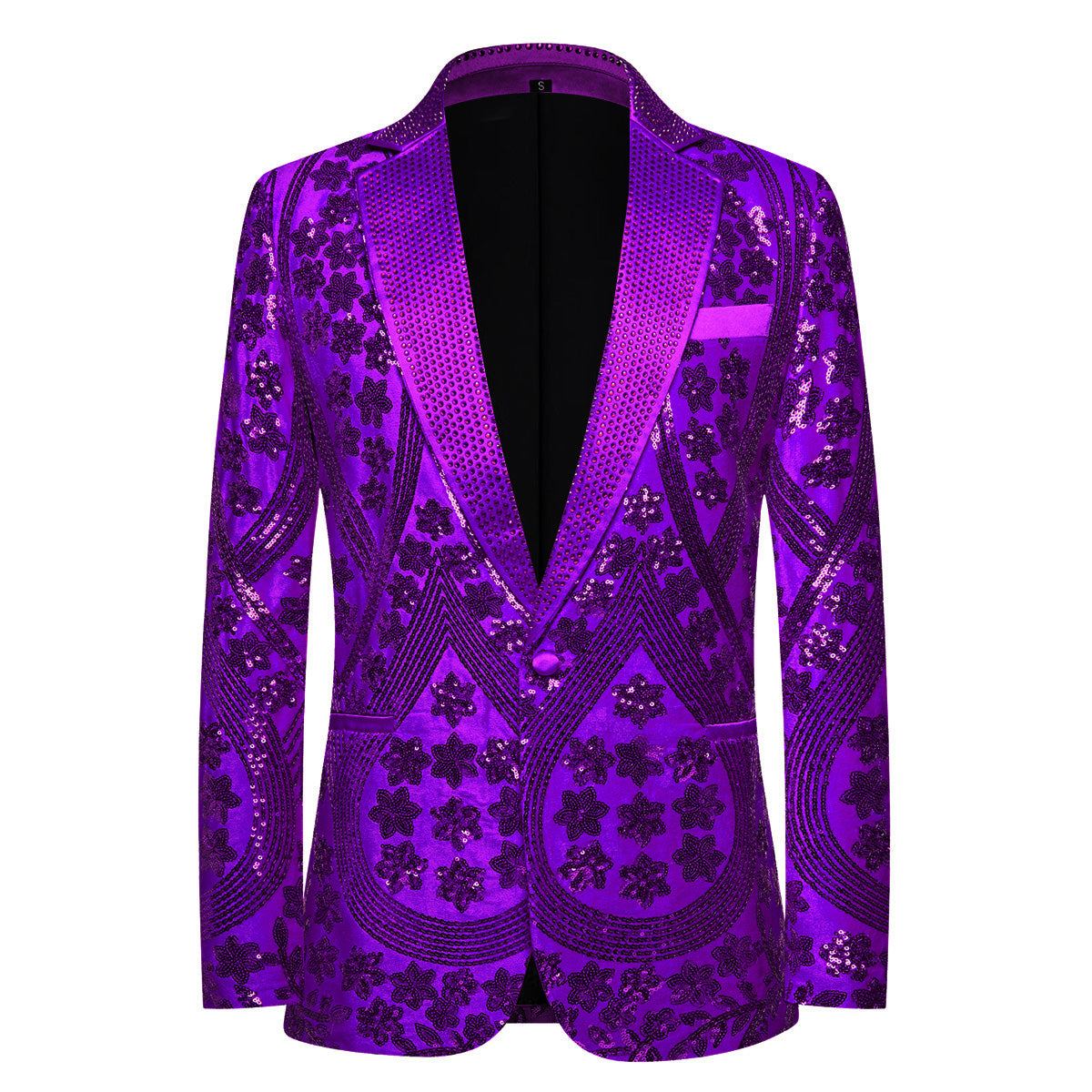 Purple_Floral_Sequin_Men_Blazer_S8662_Party_Stage_Fashion_SUITMINE
