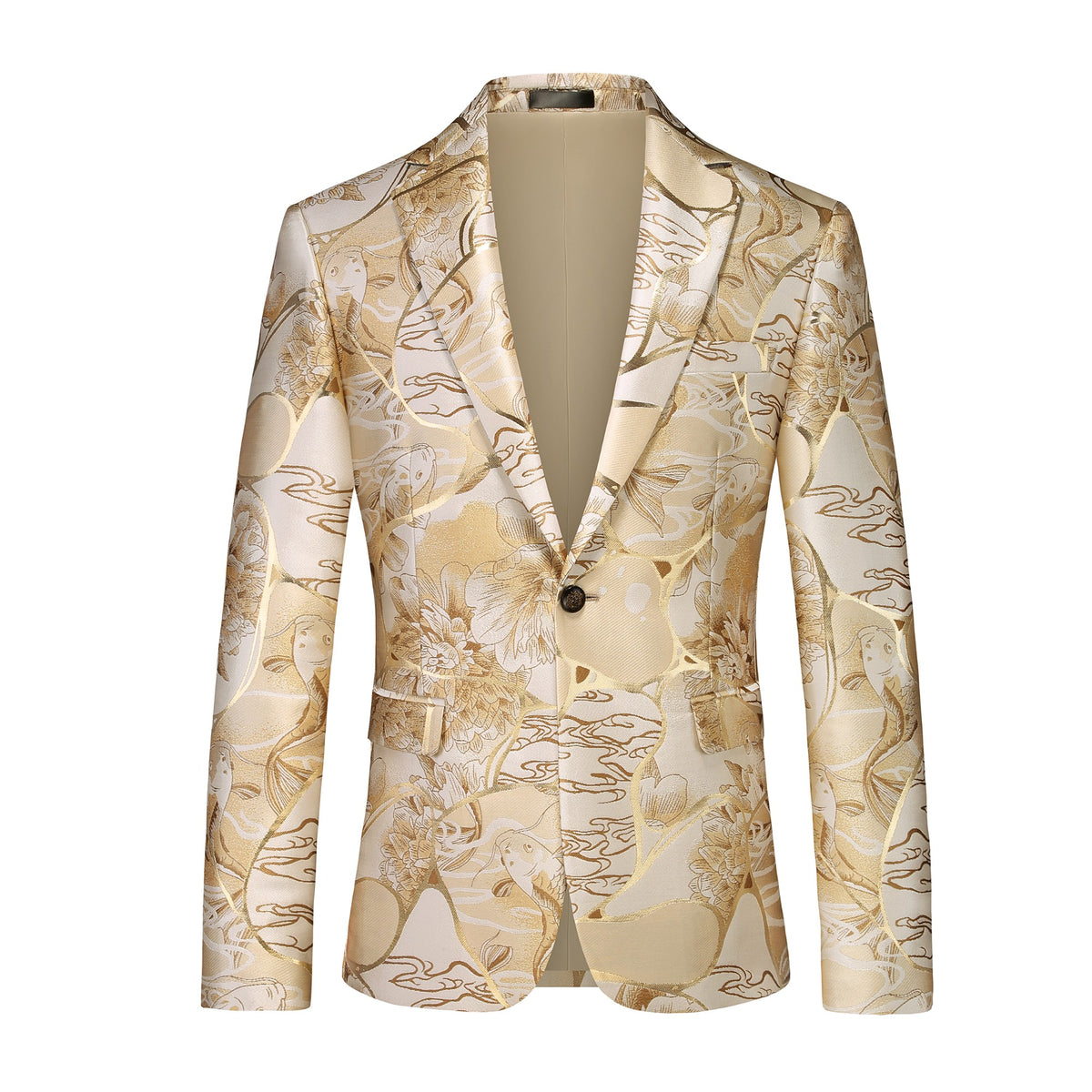 Elegant Jacquard Koi Fish Suit Jacket S8693