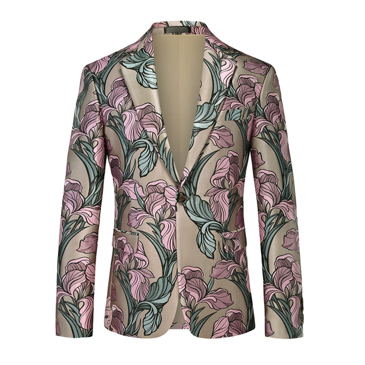 Elegant Pink Floral Suit Jacket S8694