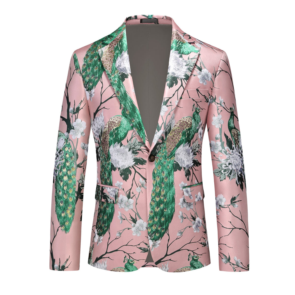 Elegant Jacquard Bird Floral Suit Jacket S8696