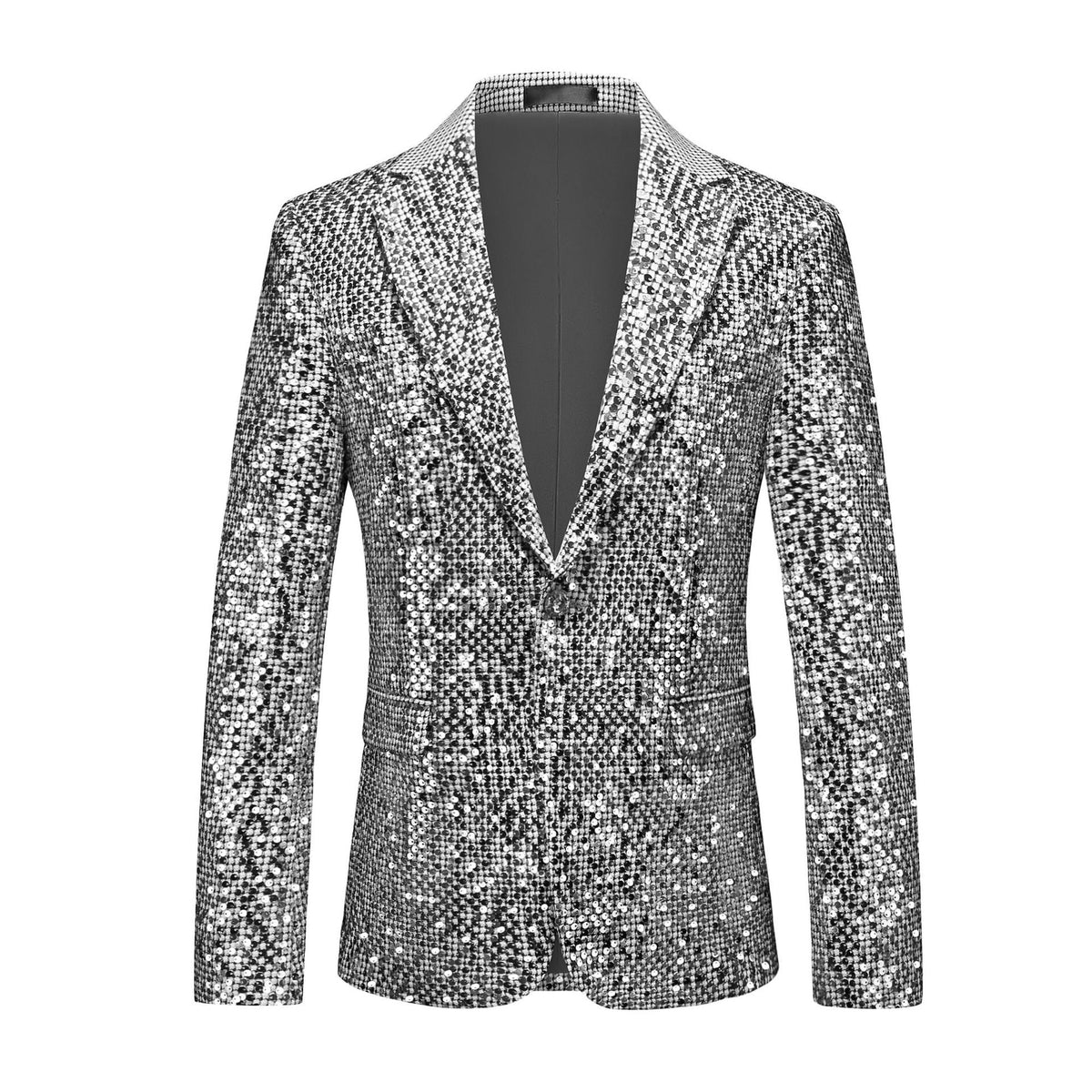 SUITMINE Black-White Sequin Suit S8614