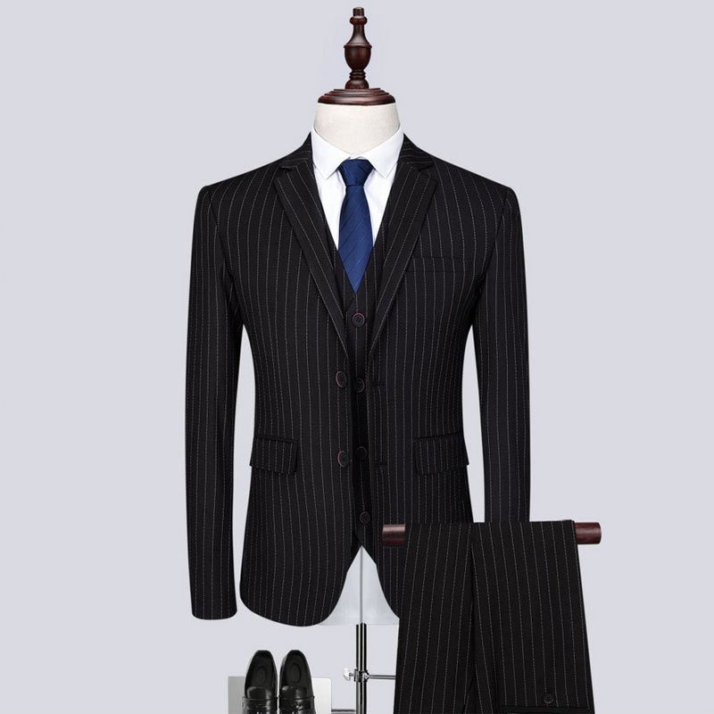 SUITMINE_Black_Stripe_Party_Suit_S8606_Party_Wear_SUITMINE