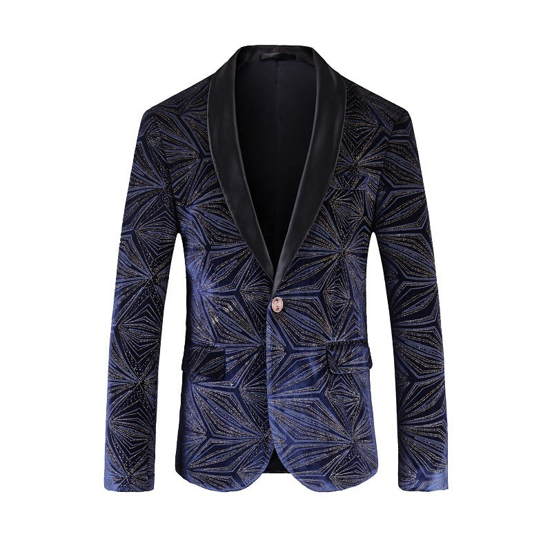 SUITMINE Navy Geometric Blazer S8628