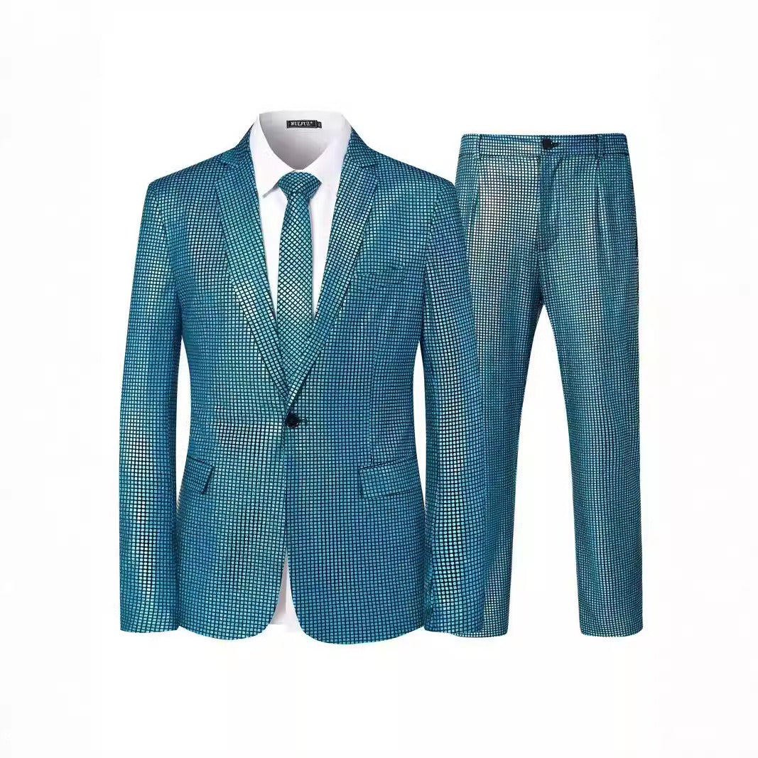 SUITMINE_Teal_Checked_Party_Suit_S8609_Party_Wear_SUITMINE