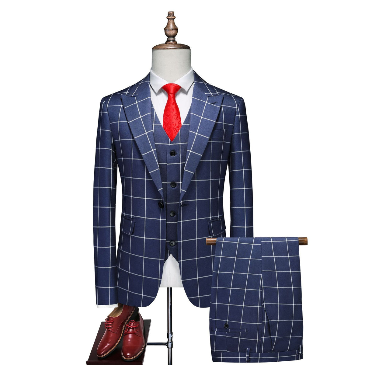 SUITMINE Red Checked Suit S8617