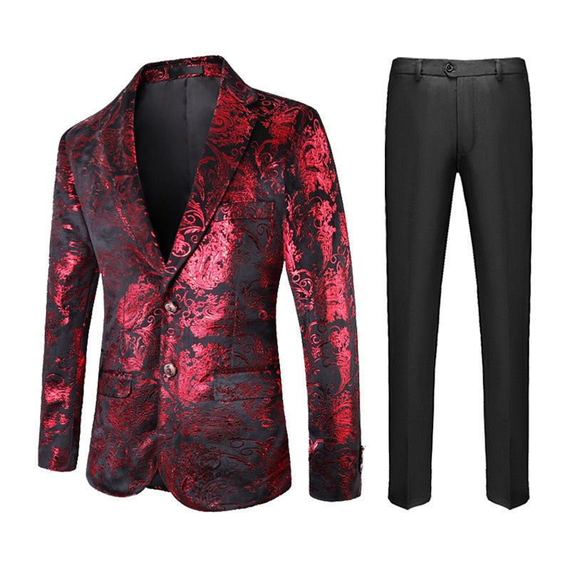 SUITMINE Red Patterned Suit S8625