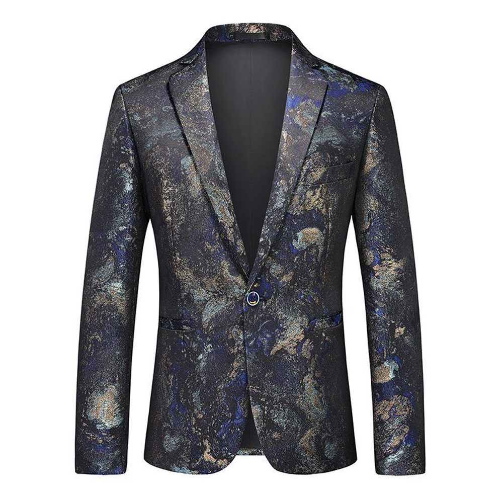 Blazer ajusté multicolore sur mesure S8316-Bleu 