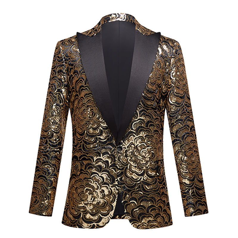 Gold Glitter Flower Blazer S8098