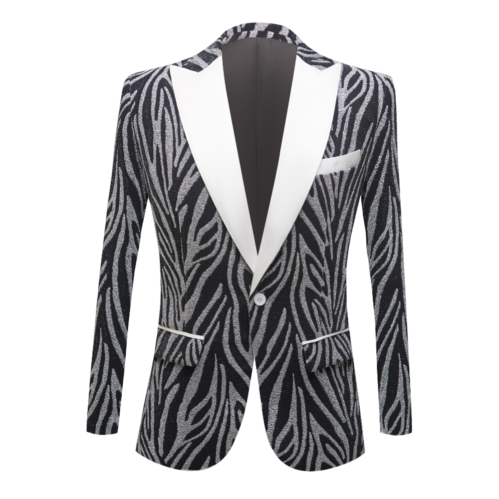 Abstract Print Silver & Black Tuxedo M8078