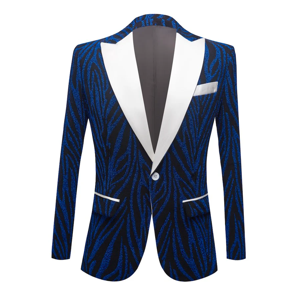 Abstract Print Blue & Black Tuxedo M8079