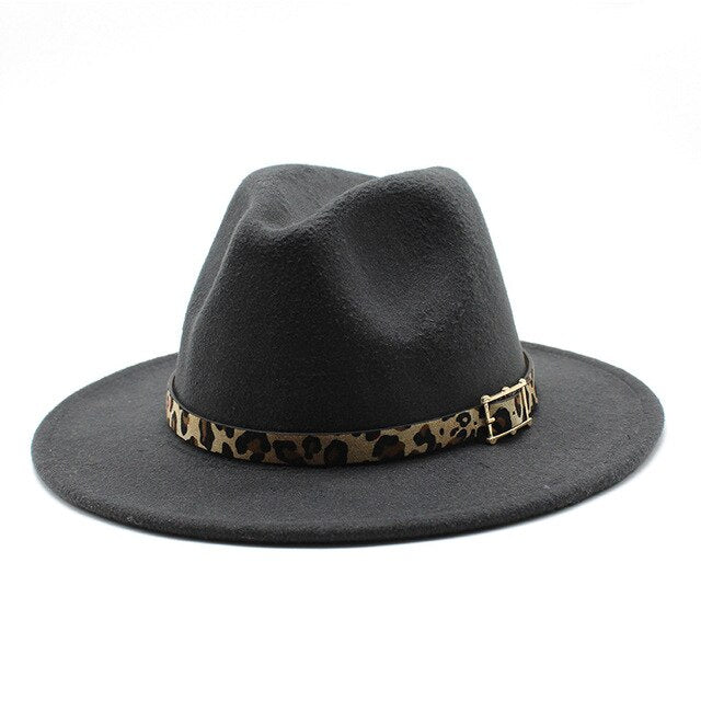 Chapeau en feutre imprimé léopard H8021 
